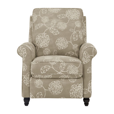 ProLounger Hewitt Transitional Roll-Arm Push Back Recliner in Floral Fabric