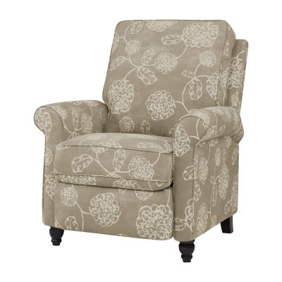 ProLounger Hewitt Transitional Roll-Arm Push Back Recliner in Floral Fabric