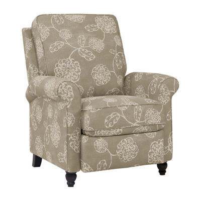 ProLounger Hewitt Transitional Roll-Arm Push Back Recliner in Floral Fabric