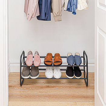 Honey Can Do 2 Tier Natural Wood Shoe Rack