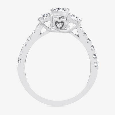 Love Lives Forever (H-I / Si1-Si2) Womens 1 CT. T.W. Lab Grown White Diamond 10K Gold Pear 3-Stone Engagement Ring
