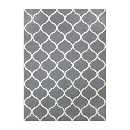 Maples Lattice Skid Resistant Indoor Rectangular Area Rug, One Size, Gray