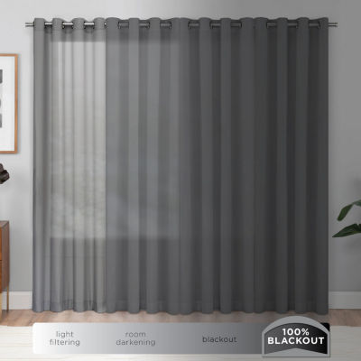 Eclipse Kids Chambray Blackout Grommet Top Single Curtain Panel