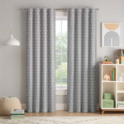 Eclipse Kids Dot Clip Blackout Rod Pocket Single Curtain Panel