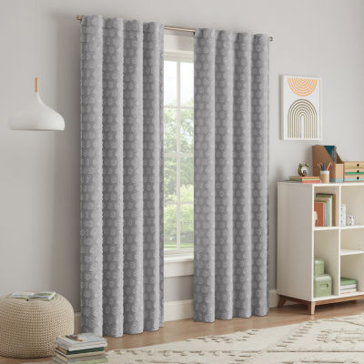 Eclipse Kids Dot Clip Rod Pocket Blackout Single Curtain Panel