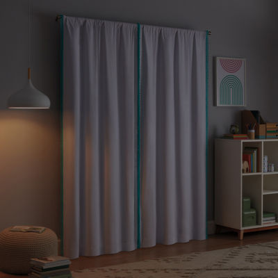 Eclipse Kids Tassel Blackout Rod Pocket Single Curtain Panel