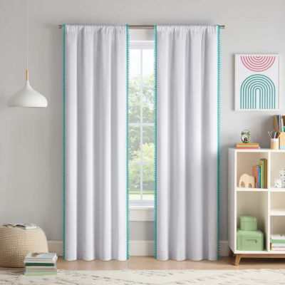 Eclipse Kids Tassel Blackout Rod Pocket Single Curtain Panel