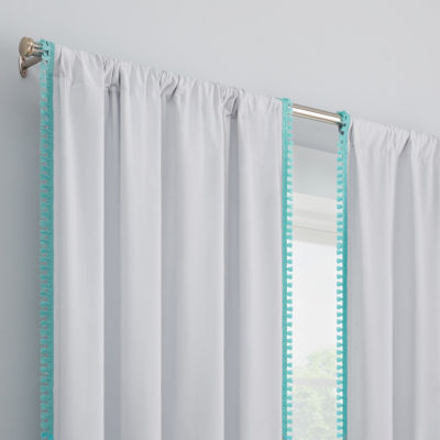 Eclipse Kids Tassel Rod Pocket Blackout Single Curtain Panel