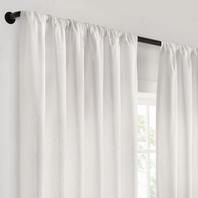 Mercantile Drop Cloth Stripe Light-Filtering Ring Top Single Curtain Panel