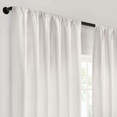 Mercantile Drop Cloth Stripe Ring Top Light-Filtering Single Curtain Panel