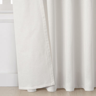 Mercantile Drop Cloth Stripe Light-Filtering Ring Top Single Curtain Panel