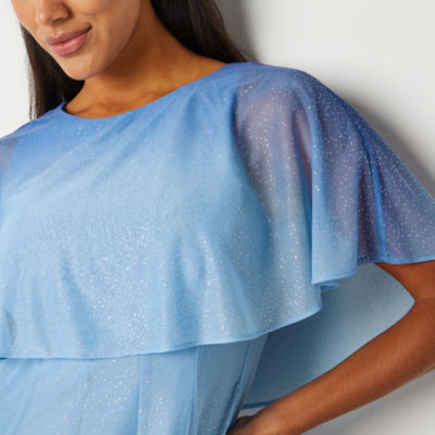 Danny & Nicole Glitter Short Sleeve Ombre Fit + Flare Dress