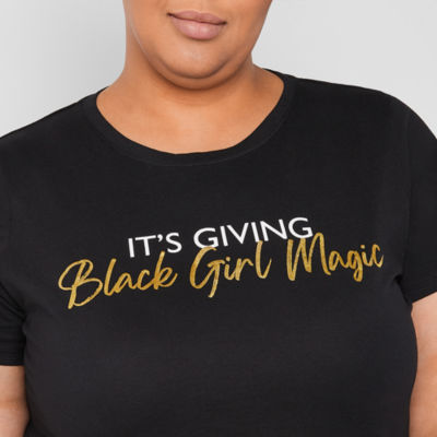 Hope & Wonder Black History Month Womens Plus Short Sleeve 'Black Girl Magic' Graphic T-Shirt