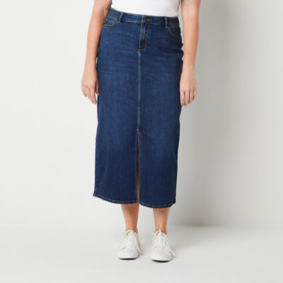 Liz Claiborne Womens Midi Denim Skirt