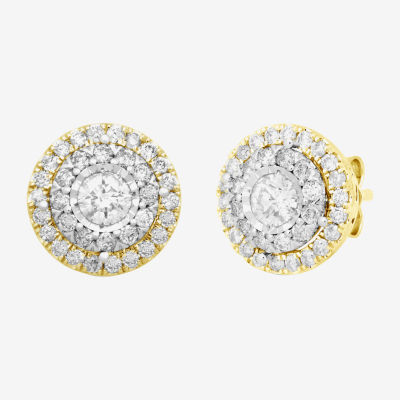 Diamond Blossom (H / I1) 1 CT. T.W. Lab Grown White Diamond 10K Gold 10.6mm Round Stud Earrings