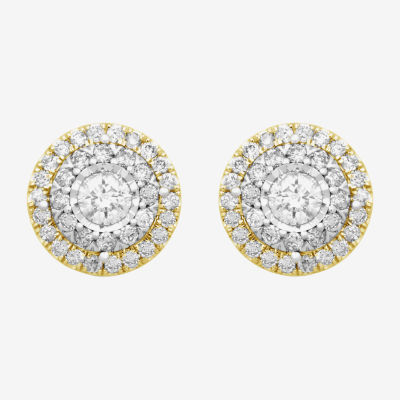 Diamond Blossom (H / I1) 1 CT. T.W. Lab Grown White Diamond 10K Gold 10.6mm Round Stud Earrings