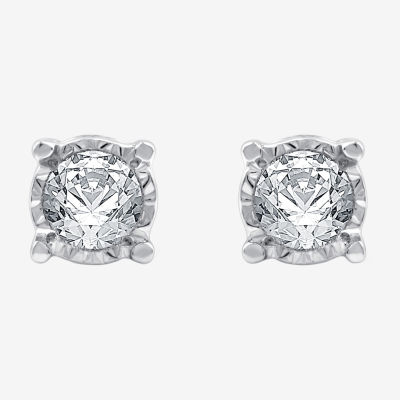 Ever Star (G / SI1-SI2) 1/ CT. T.W. Lab Grown White Diamond Sterling Silver Round Stud Earrings