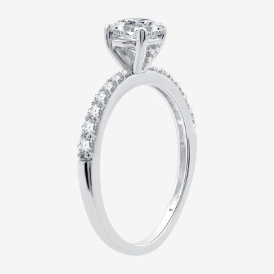 I Said Yes (H-I / I1) Womens 1 CT. T.W. Lab Grown White Diamond Sterling Silver Round Side Stone Engagement Ring