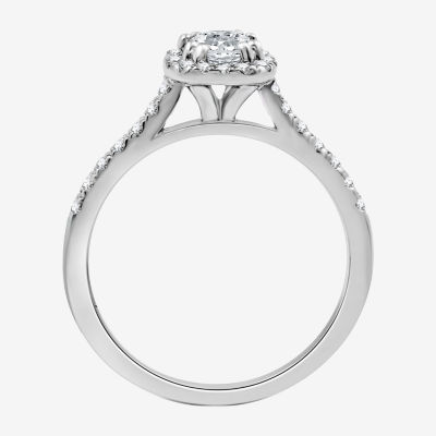 I Said Yes (H-I / I1) Womens 1 CT. T.W. Lab Grown White Diamond Sterling Silver Cushion Side Stone Halo Bridal Set