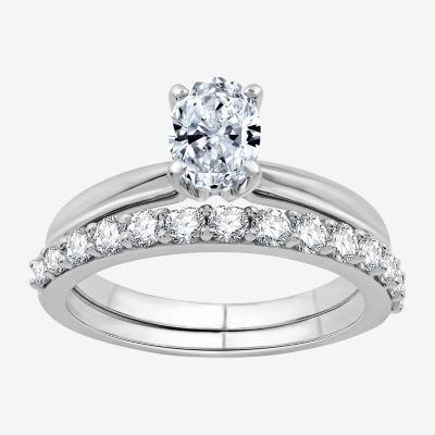 I Said Yes (H-I / I1) Womens 1 CT. T.W. Lab Grown White Diamond Sterling Silver Oval Solitaire Bridal Set