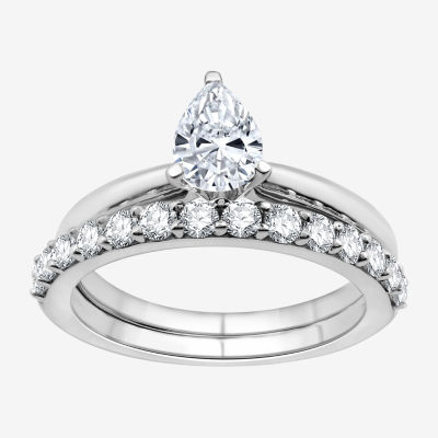 I Said Yes (H-I / I1) Womens 1 CT. T.W. Lab Grown White Diamond Sterling Silver Pear Solitaire Bridal Set