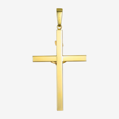 Mens 14K Two Tone Gold Cross Pendant