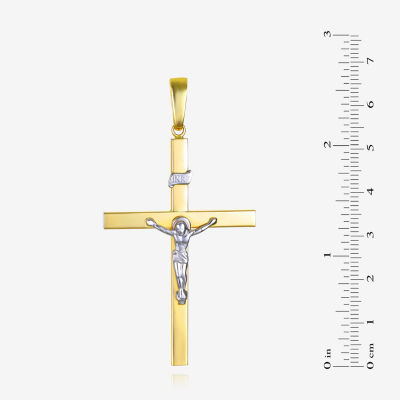 Mens 14K Two Tone Gold Cross Pendant