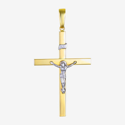 Mens 14K Two Tone Gold Cross Pendants