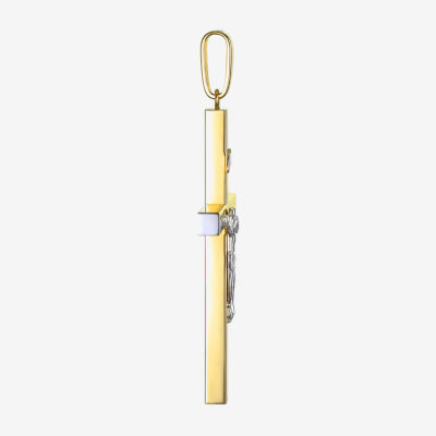 Mens 14K Two Tone Gold Cross Pendants