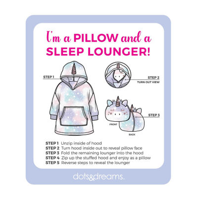 Dots & Dreams Little Big Girls Long Sleeve Convertible Sleep Lounger and Pillow