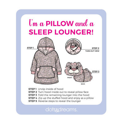 Dots & Dreams Little Big Girls Long Sleeve Convertible Sleep Lounger and Pillow