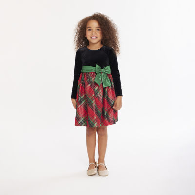 Baby girl bonnie outlet jean velvet plaid dress