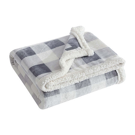 Eddie Bauer Mountain Plaid Lightweight Throw, One Size, Gray