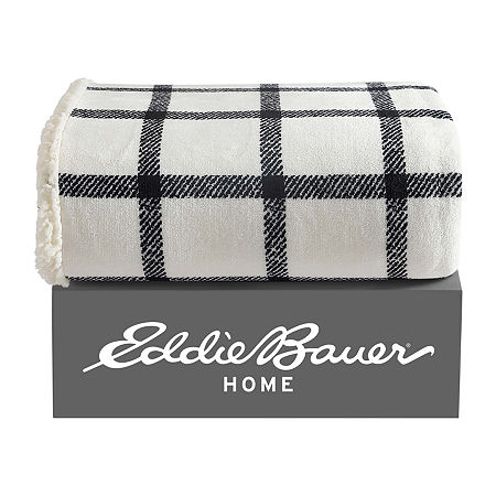 Eddie Bauer Bunkhouse Plaid Lightweight Throw, One Size, Beige