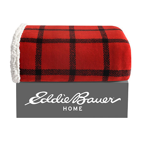 Eddie Bauer Bunkhouse Plaid Lightweight Throw, One Size, Red