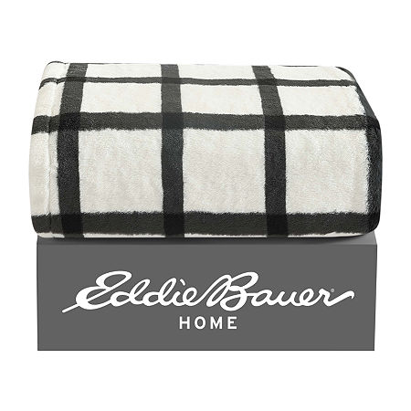 Eddie Bauer Bunkhouse Fur Like Lightweight Throw, One Size, Gray