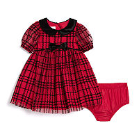 Mia & Mimi Baby Girls 2-pc. Short Sleeve A-Line Dress, 3-6 Months, Red