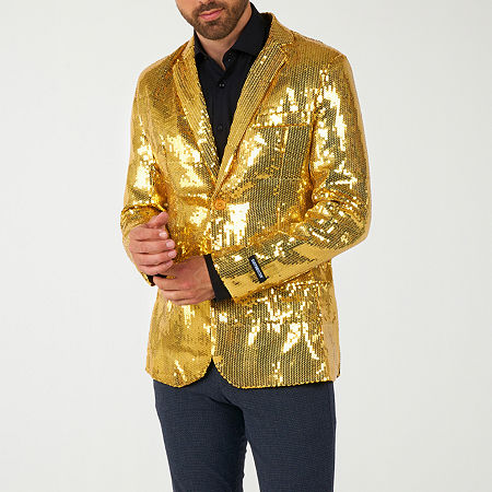 Mens Suitmeister Sequins Party Blazer, Small, Yellow