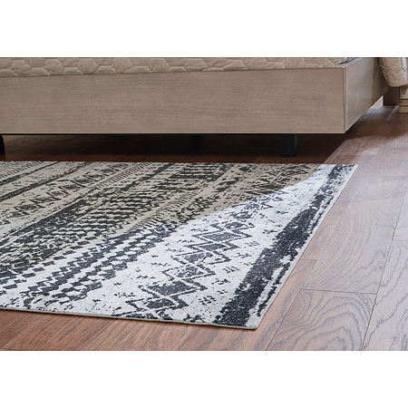 Signature Design By Ashley Devman Washable Indoor Rectangular Area Rug, One Size, Black