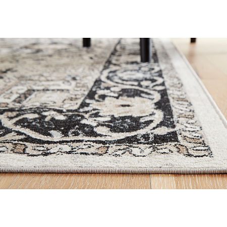 Signature Design By Ashley Gregmoore Washable Indoor Rectangular Area Rug, One Size, Gray