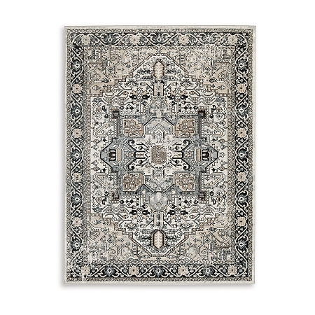 Signature Design By Ashley Gregmoore Washable Indoor Rectangular Area Rug, One Size, Gray