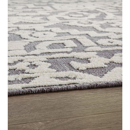 Signature Design By Ashley Oddetteley Washable Indoor Rectangular Area Rug, One Size, Gray