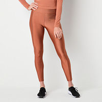 Xersion Womens High Rise Shine Rib 7/8 Ankle Leggings, Medium, Brown