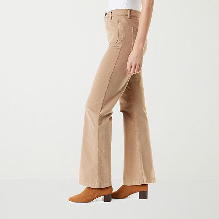 Gloria Vanderbilt Womens High Rise Flare Corduroy Pant, 16, Beige