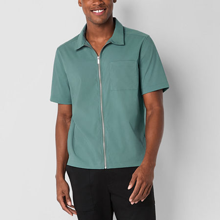 Stylus Mens Short Sleeve Zip Front Pocket T-shirt In Green