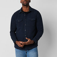 St. John's Bay Stripe Mens Fleece Big and Tall Shirt Jacket, Large Tall, Blue