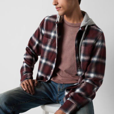 Arizona Mens Hooded Big and Tall Shirt Jacket