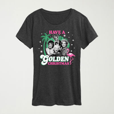 Golden Christmas Womens Crew Neck Short Sleeve Regular Fit Graphic T-Shirt