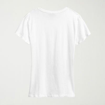 Santa Sip Womens Crew Neck Short Sleeve Regular Fit Graphic T-Shirt