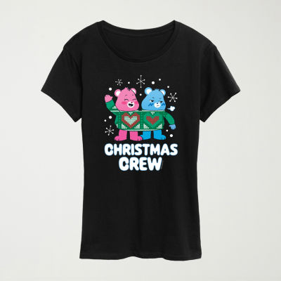 Christmas Crew Womens Crew Neck Short Sleeve Regular Fit Care Bears Graphic T-Shirt